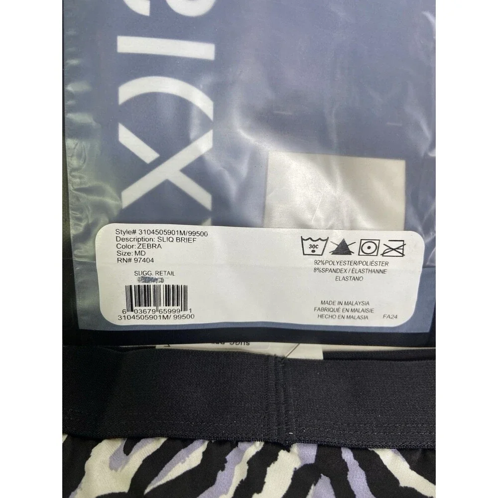 2xist Sexy Sliq Ultra Low Rise Brief Underwear Zebra Animal Print Mens Size M